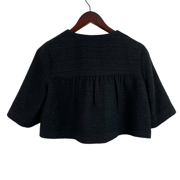 Theory | Tilford Black Tweed Elbow Sleeve Shrug Crop Jacket - Picture 4 of 8
